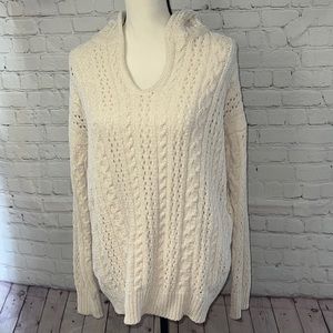 ANTHROPOLOGIE Rue and Willow Cable Knit Hooded Sweater